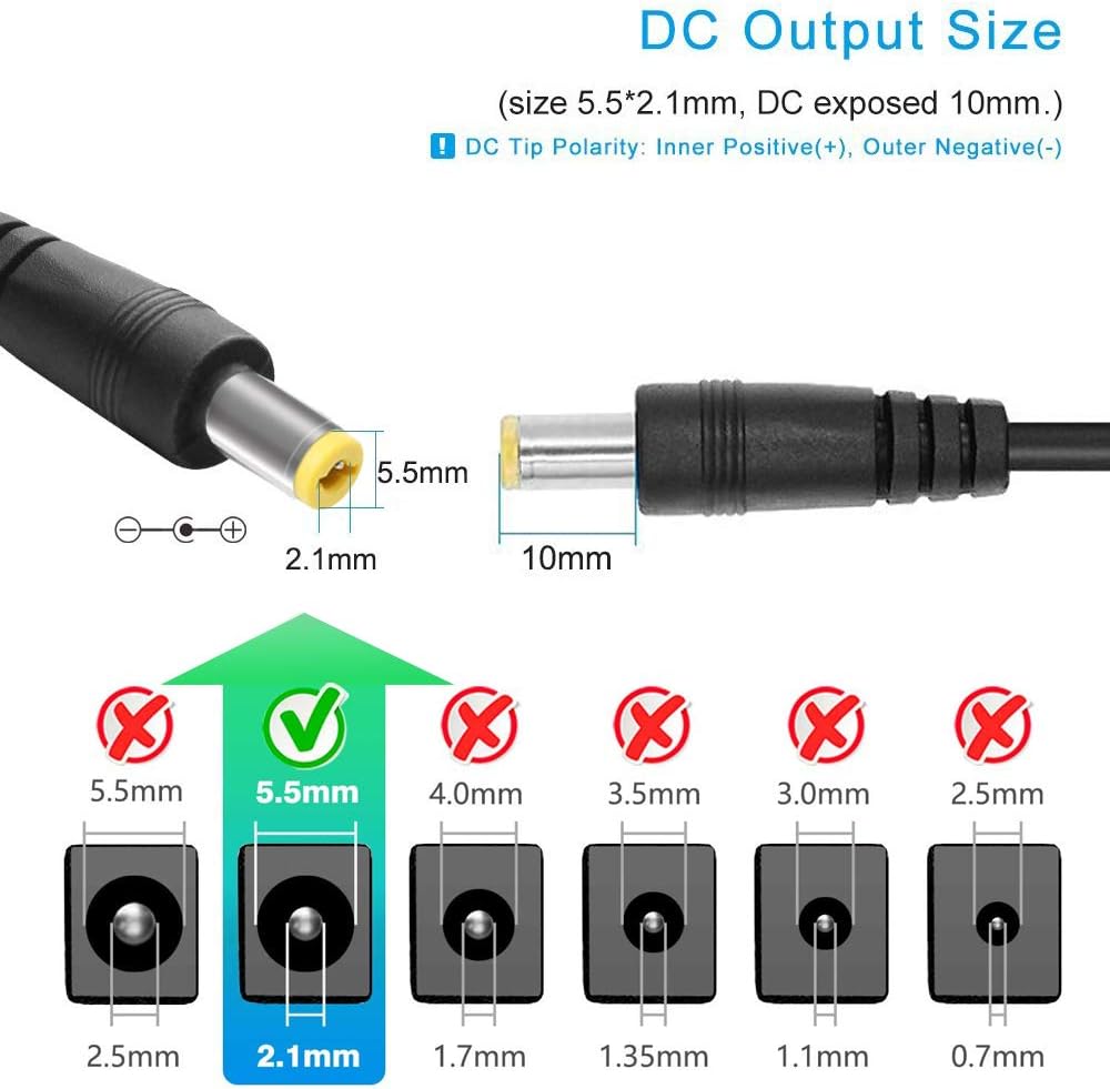 12V 2A Power Supply, AC 120V to DC12V 5.5x2.1mm Jack Converter, 12 Volt LED Driver 24W Adapter Transformer for Strip Lights, Surveillance Cameras, External HDD, Monitor, CCTV (Pack of 2)