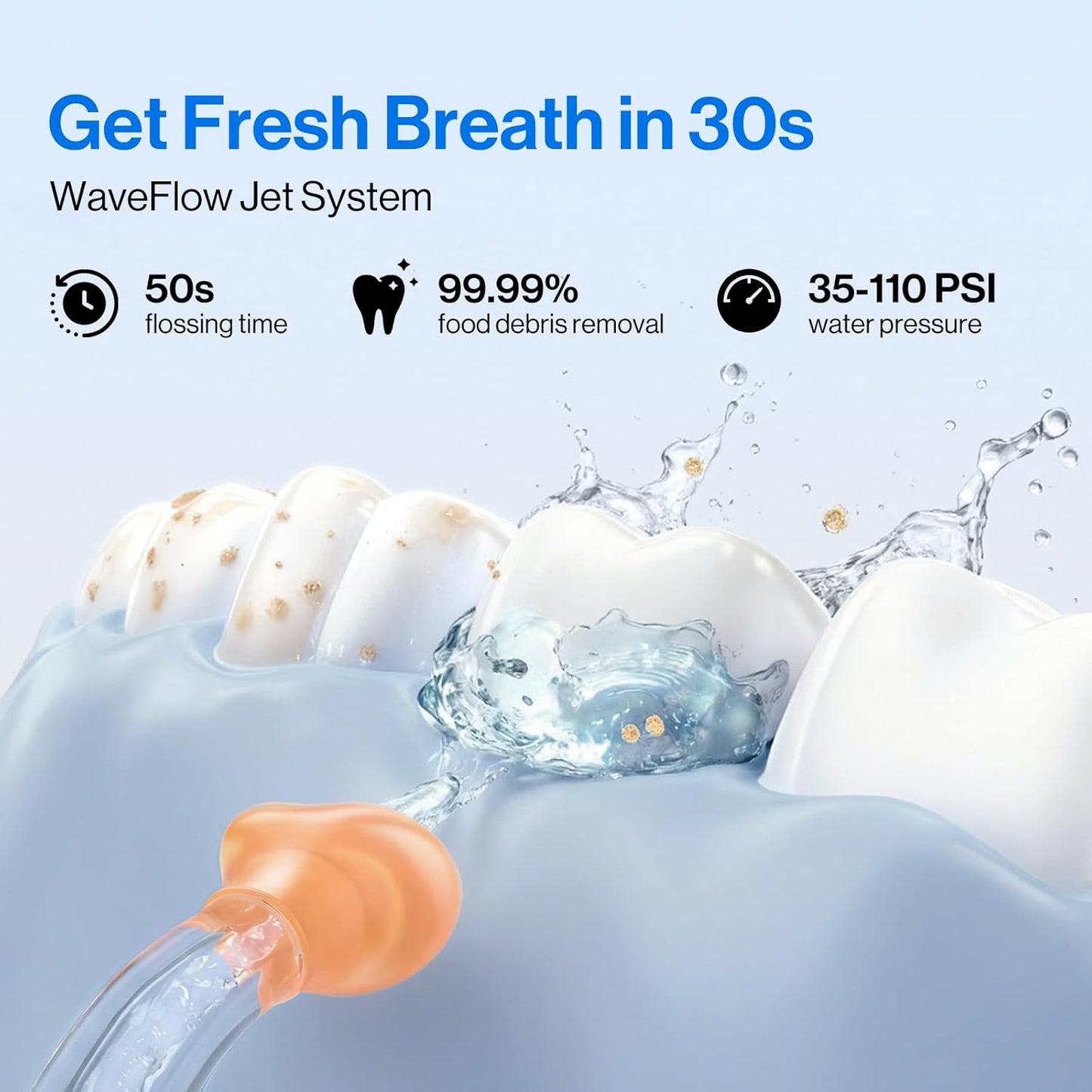 usmile C10 Portable Water Flosser – Travel-Friendly, 95-Day Battery, 4 Modes, 360° Nozzle, 180ml Tank, IPX7 Waterproof, Dentist-Recommended for Braces, Implants & Sensitive Gums (Blue)