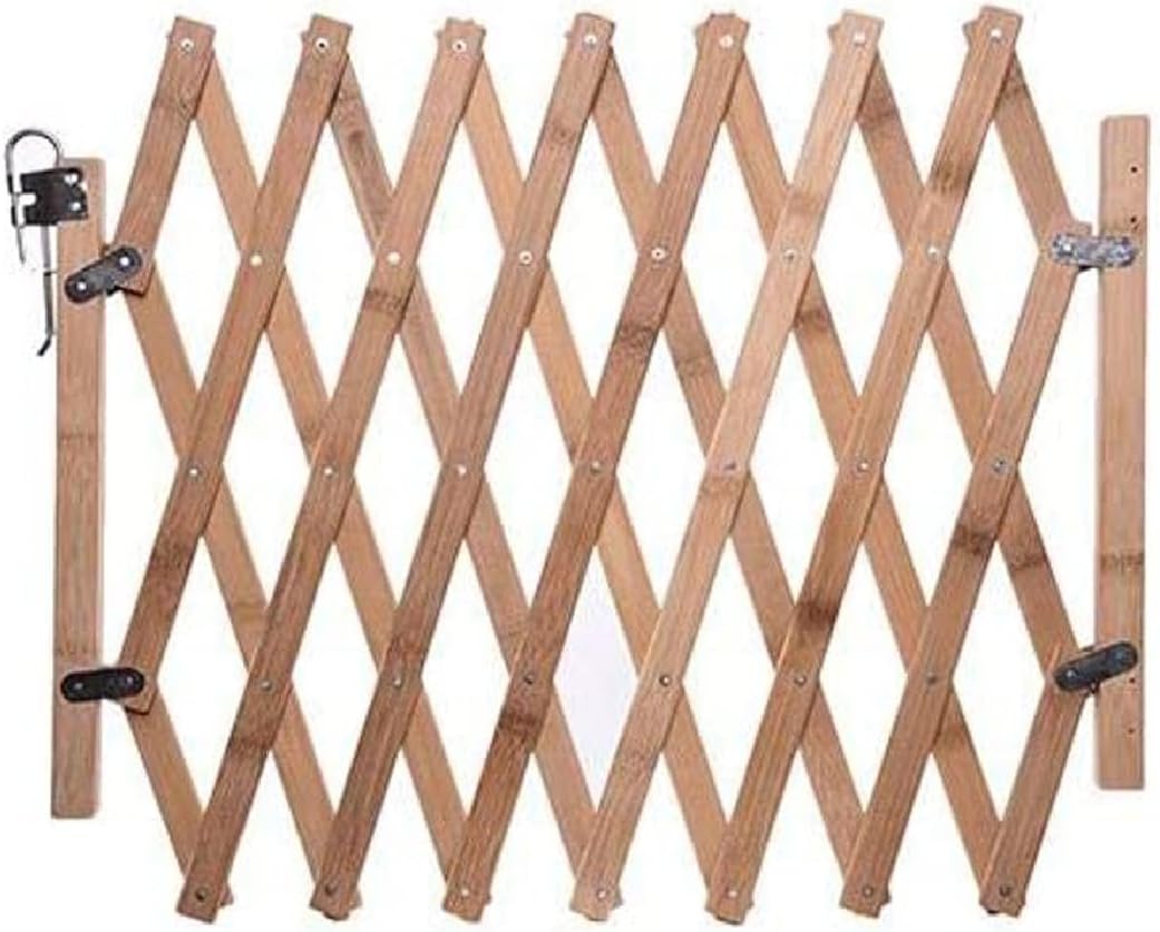 Wooden Pet Gate for Dogs 18.6 Inch Tall Retractable Dog Gate for The House Doorway Stairs Width 43 Inch