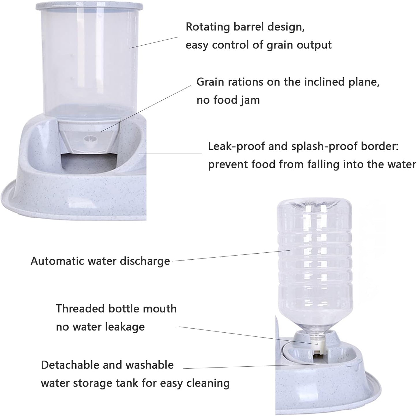 Automatic Gravity Dog Feeder, 2 in 1 Large Capacity Separated Rotatable Dog Food and Water Dispenser for Small Medium Cats, Dogs, Puppies and Rabbits