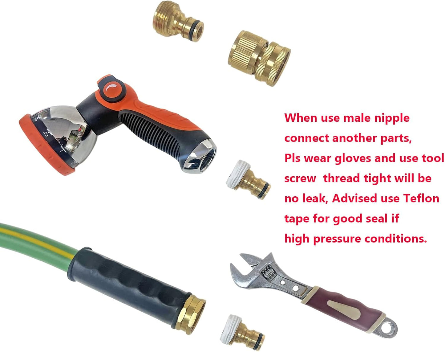 HQMPC Garden Hose Quick Connect Solid Brass Quick Connector Garden Hose Fitting Water Hose Connectors 3/4 inch GHT (6 Sets)