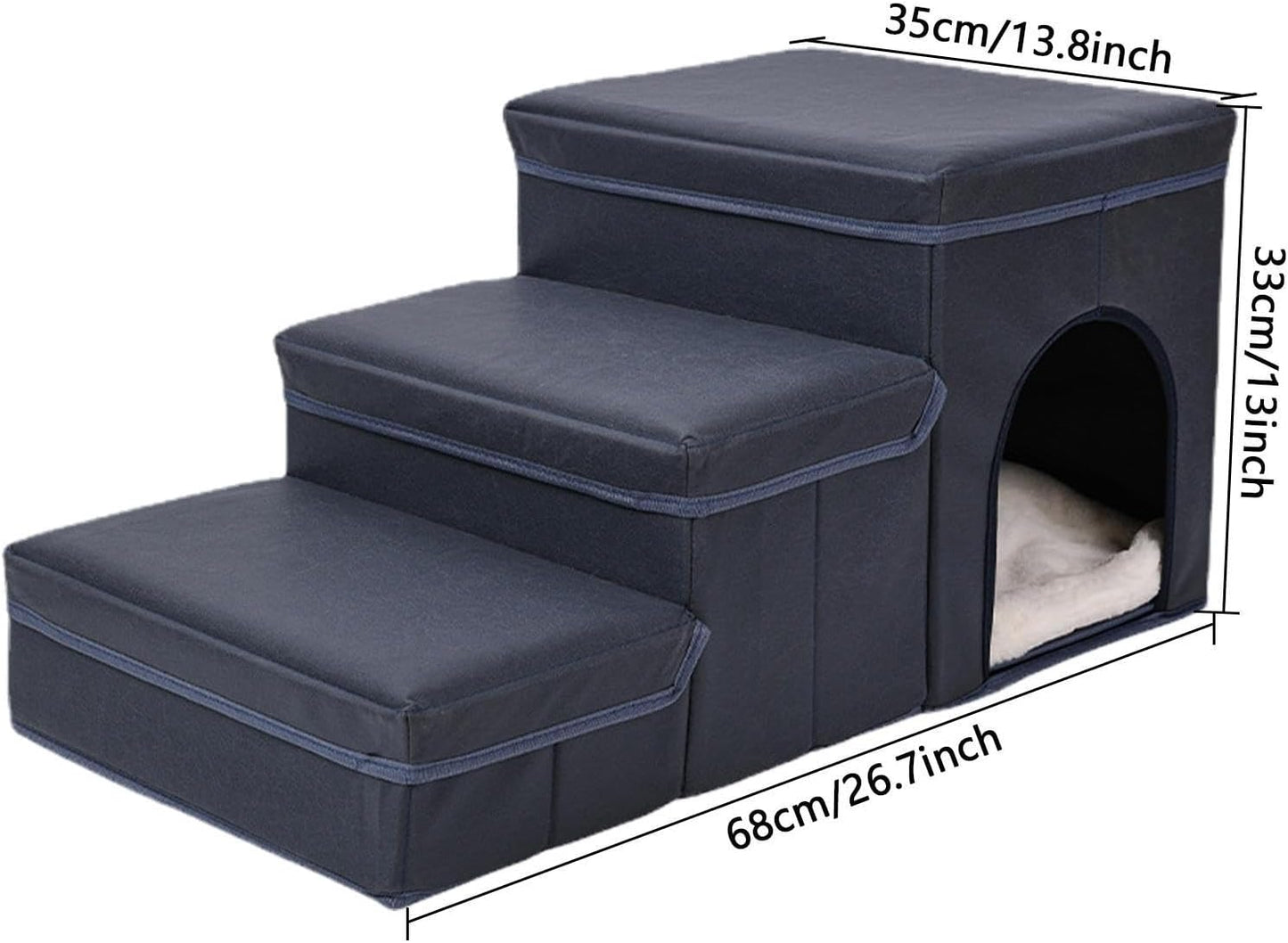 Pet Steps - Non Slip Ramp for Sofa Access | Removable Climb with Hidden Storage Compartment & Stable Support Frame for Small Medium Large Elderly Puppy Couch, Apartment Living, Balcony Rest a