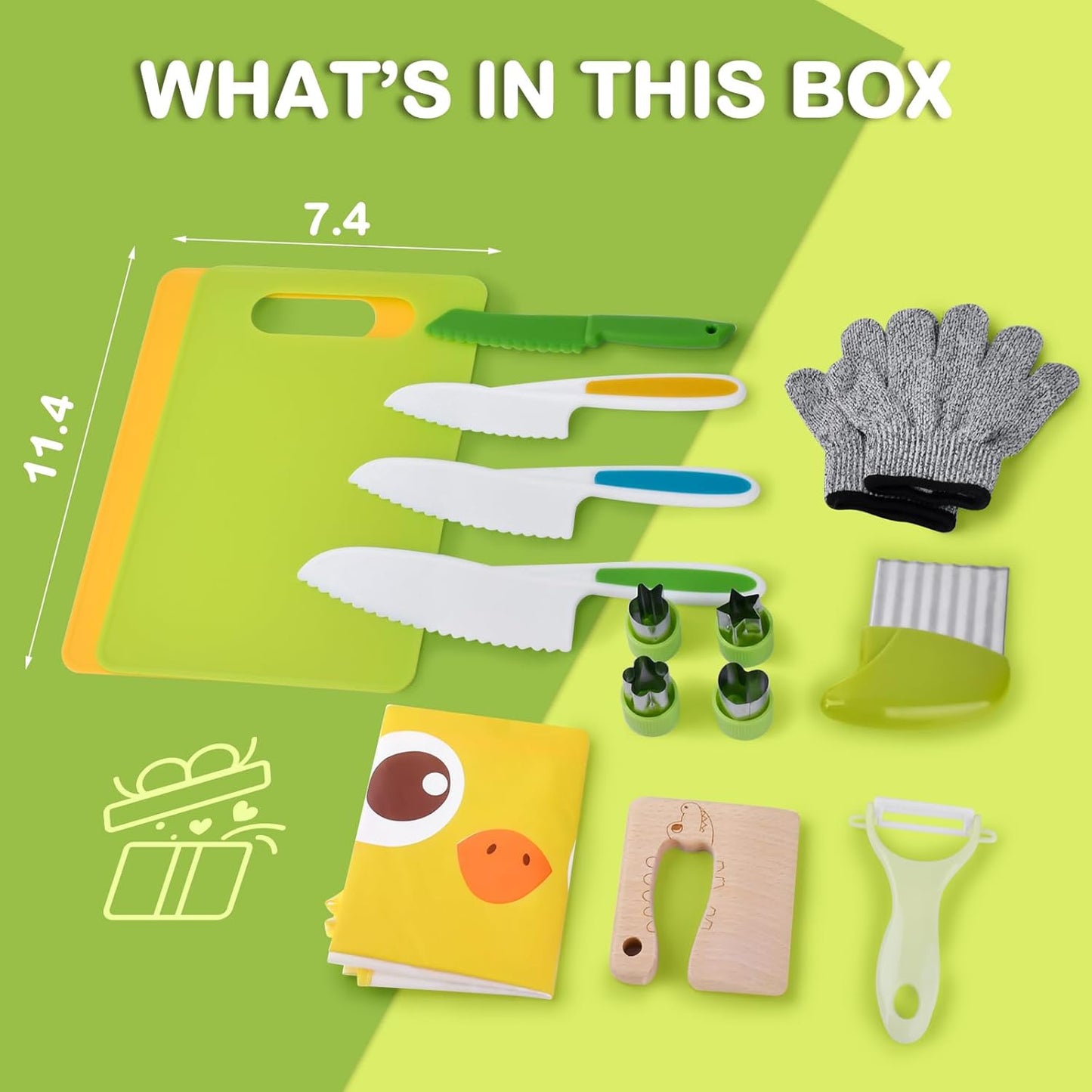 15PCS Montessori Kitchen Toys for Toddlers: Easter Basket Stuffers Gifts for Kids - Kids Safe Cooking Sets Real Knife Set for Real Cooking - Stocking Stuffers Birthday Gifts for Boy Girl