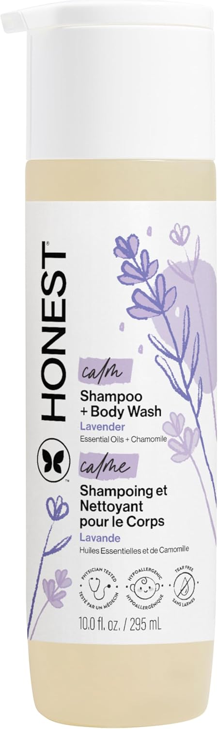 The Honest Company 2-in-1 Baby Shampoo & Body Wash, Tear-Free, Hypoallergenic, Naturally Derived, Lavender Calm Scent, 10 fl oz