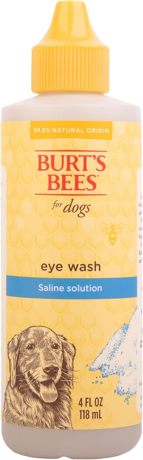 BURT'S BEES FOR PETS Dog Eye Wash with Saline Solution, Gentle Eye Cleaner for Dogs and Puppies, Tear Stain and Debris Rinse for Sensitive Eyes, Natural Origin Formula, 4 Fl Oz