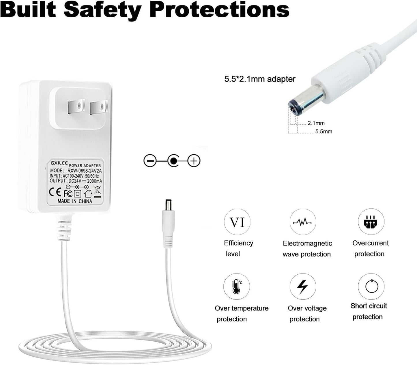 24V LED Power Supply with Dimmer Switch, 24V DC Power Supply for 24volt Single Color LED Strip Lights