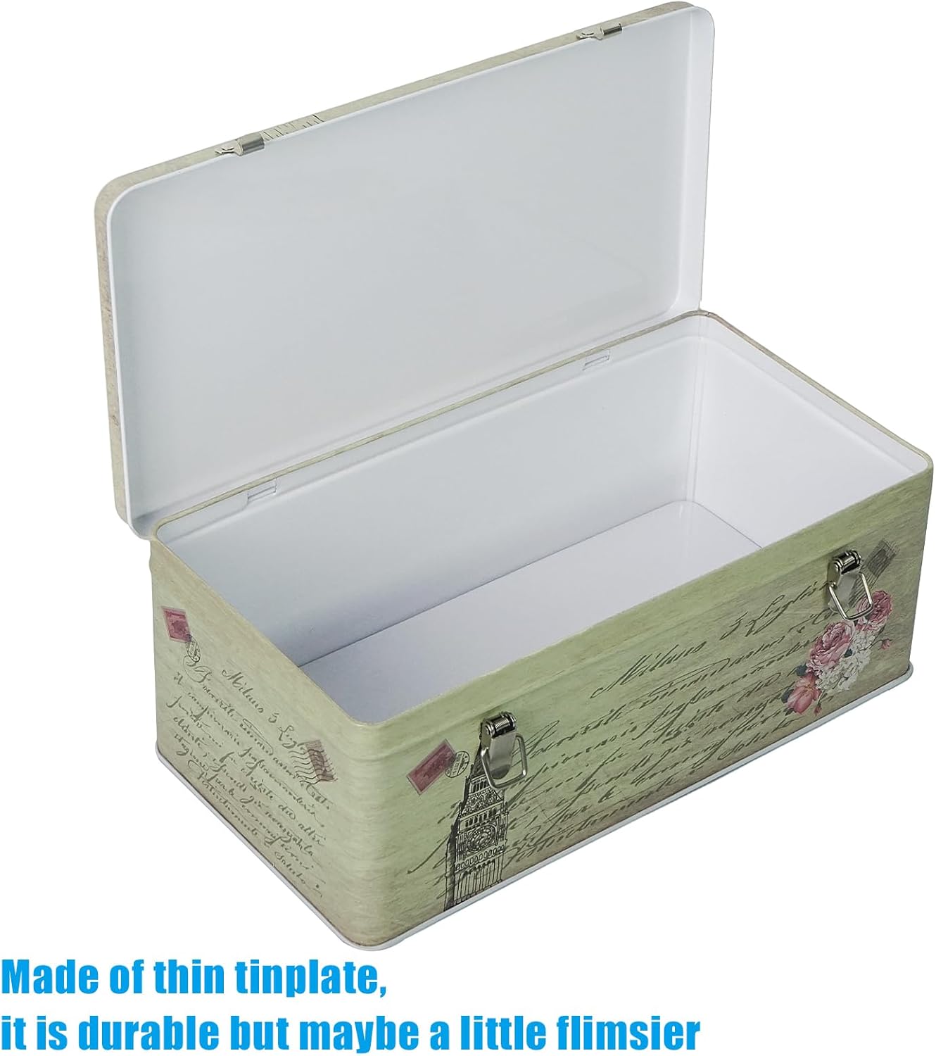 DreamsEden Metal Seed Organizer Storage Box - Rustic Garden Seed Saver Container for Packets with Hinged Lid Gifts for Homesteader Gardening (Tower)