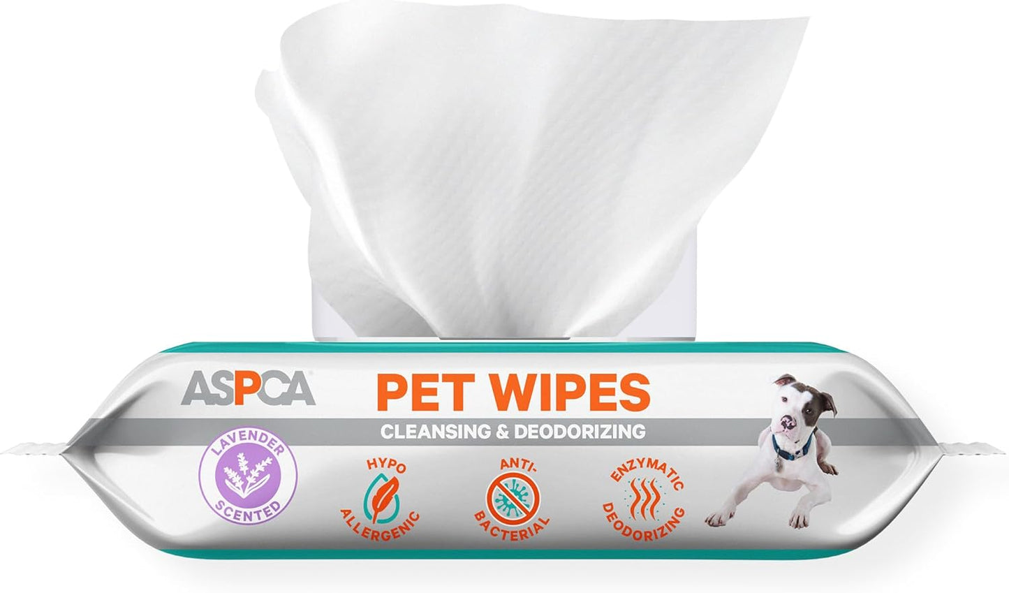 ASPCA Grooming Wipes Hypoallergenic for Dogs & Cats of All Ages, Cleansing & Deodorizing - Lavender Scented - 100pk
