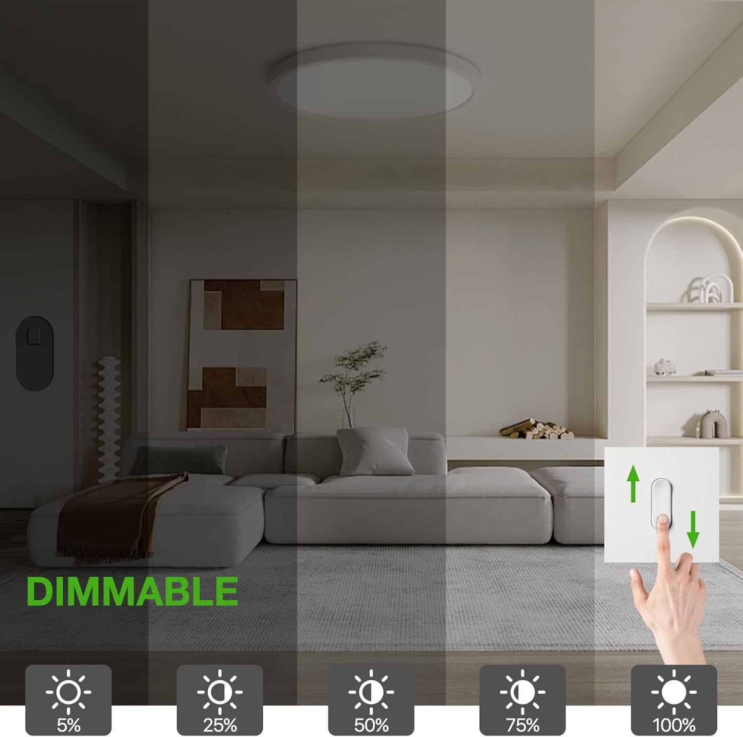 2Pack 12Inch LED Flush Mount Ceiling Light Fixture,24W 2400LM,Dimmable CCT 3000K/4000K/5000K,Round Flat Panel Light for Bedroom,0.7Inch Thin Modern Low Profile Hardwire Lights for Hallway,Porch