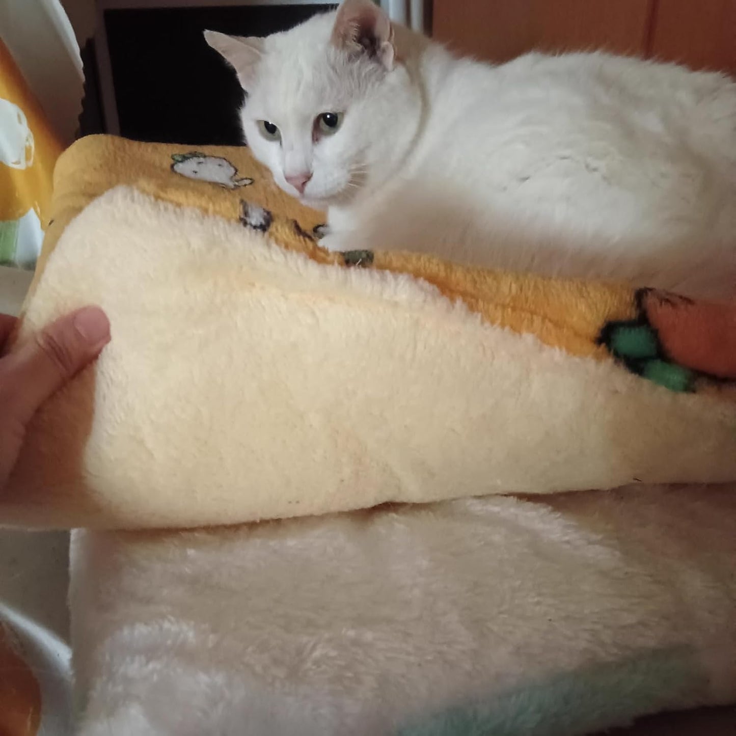 Self Warming Cat Bed, Self Heating Pet Mat with Carrot Pattern, Thermal Reflective Warm Pad for Cats & Dogs, Non-Slip, No Electric, Yellow, 27.17 x 18.9 Inch