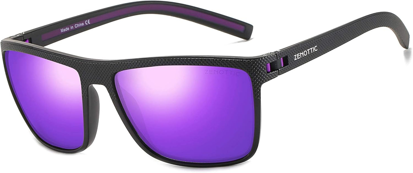 ZENOTTIC Polarized Sunglasses for Men Lightweight TR90 Frame UV400 Protection Square Sun Glasses