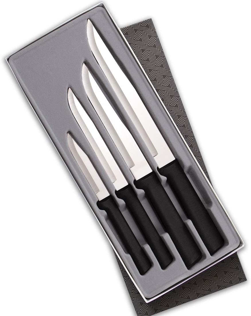 Rada Cutlery Wedding Register Gift Set (G204), 4-Piece Knife Set with Quick Edge Sharpener (R119), Black Handle