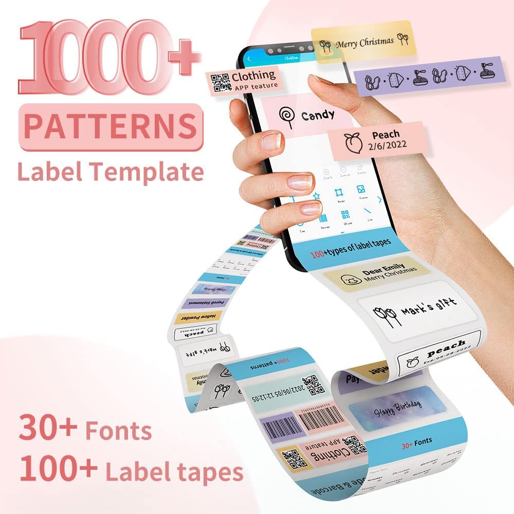 Phomemo Label Maker Machine, D30 Portable Handheld Bluetooth Mini Label Printer, Multiple Templates Smartphone Thermal Small Label Makers for Kid School Items, Classroom Teacher Supplies, Easy to Use