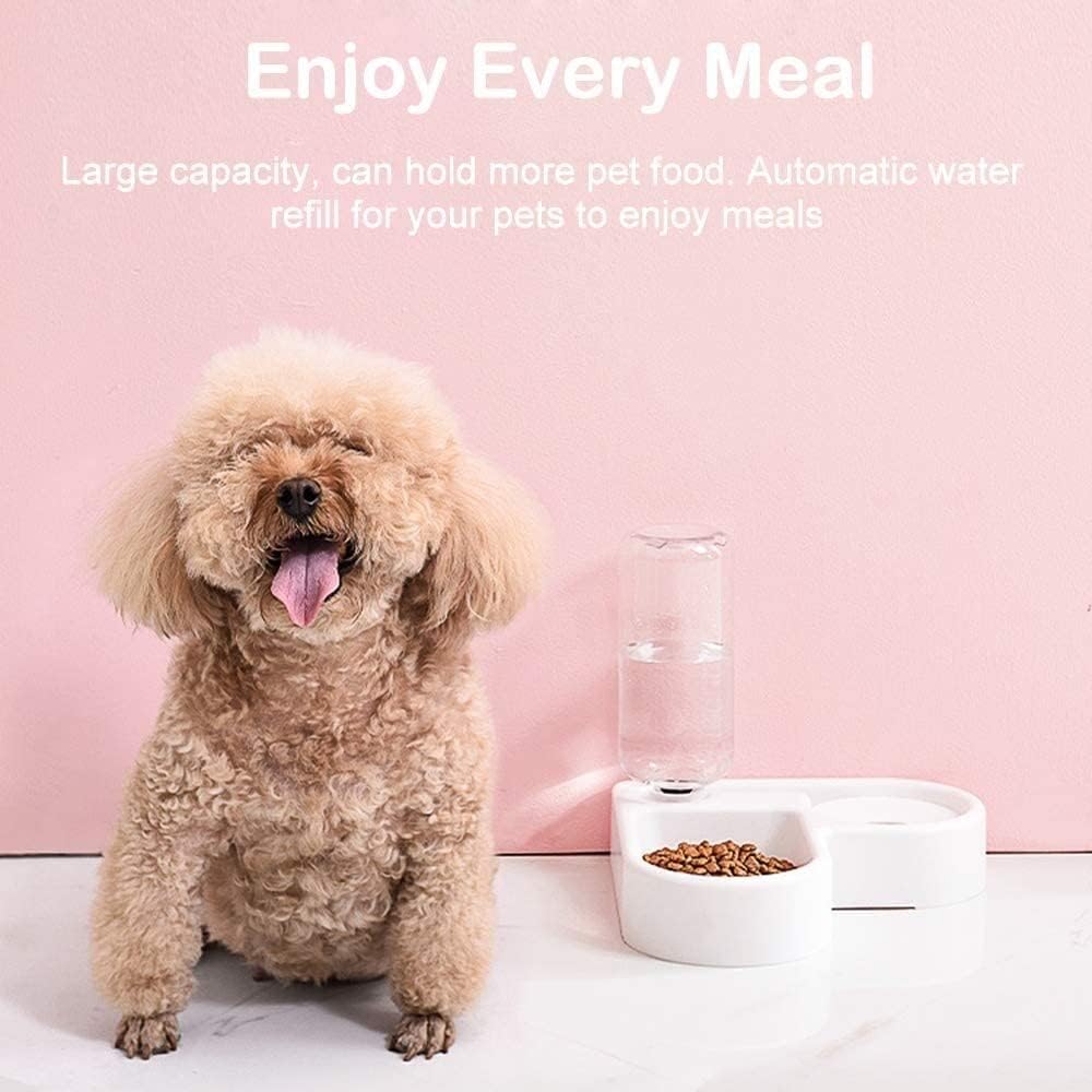 2 in 1 Pet Feeder Water Automatic Dispenser with Bottle Dog CatSpill Proof Pet Drinking Fountain Water Bowl for Pets FeedinNo Spill Pet Water Bowl for Puppy Kitten Feed Pet Bowl Pet