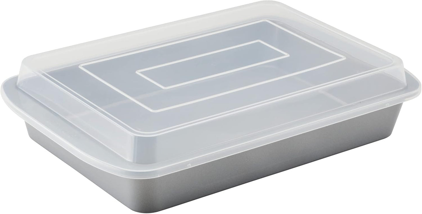 Farberware GoldenBake Bakeware Nonstick Baking Pan/Cake Pan with Lid, Rectangle, Insulated, 9 Inch x 13 Inch - Gray