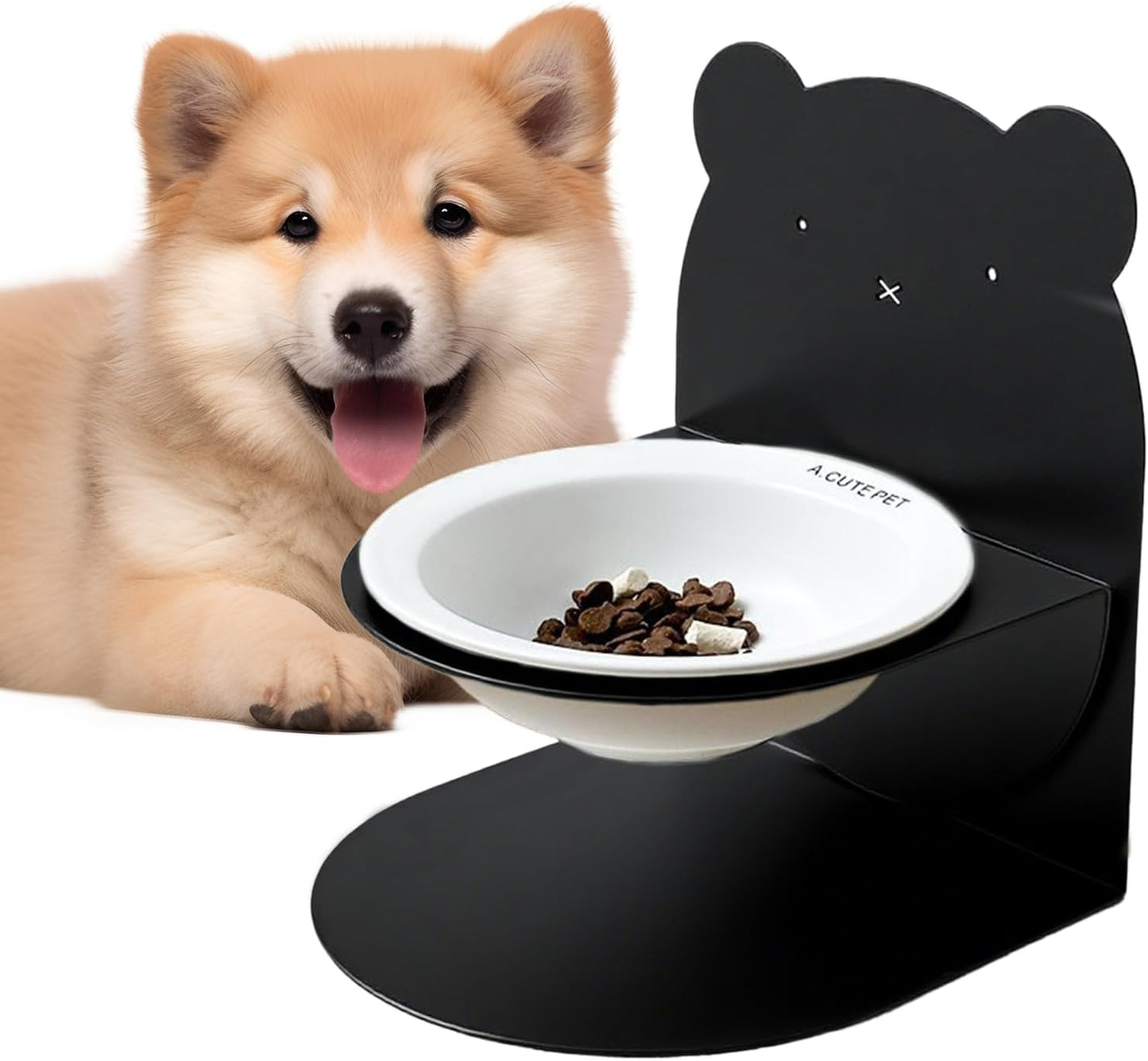 Tilted Puppy Bowl - Easy Clean Cat Dish Bowls, 7.48x6.3x6.3inch Pet Ceramic Bowl for Pets Feeding Mealtime, Ceramic Cats Food Bowls, Dog Food Feeder, Pet Feeder Dish for Proper Mealtime Habits