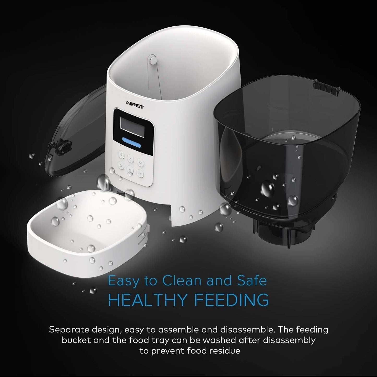 Pet Fountain Cordless Pet Feeder, Dog Food Dispenser Automatic, Automatic Cat Feeder for Small Animals with Distribution Alarms, Voice Recorder Pet Water Dispenser