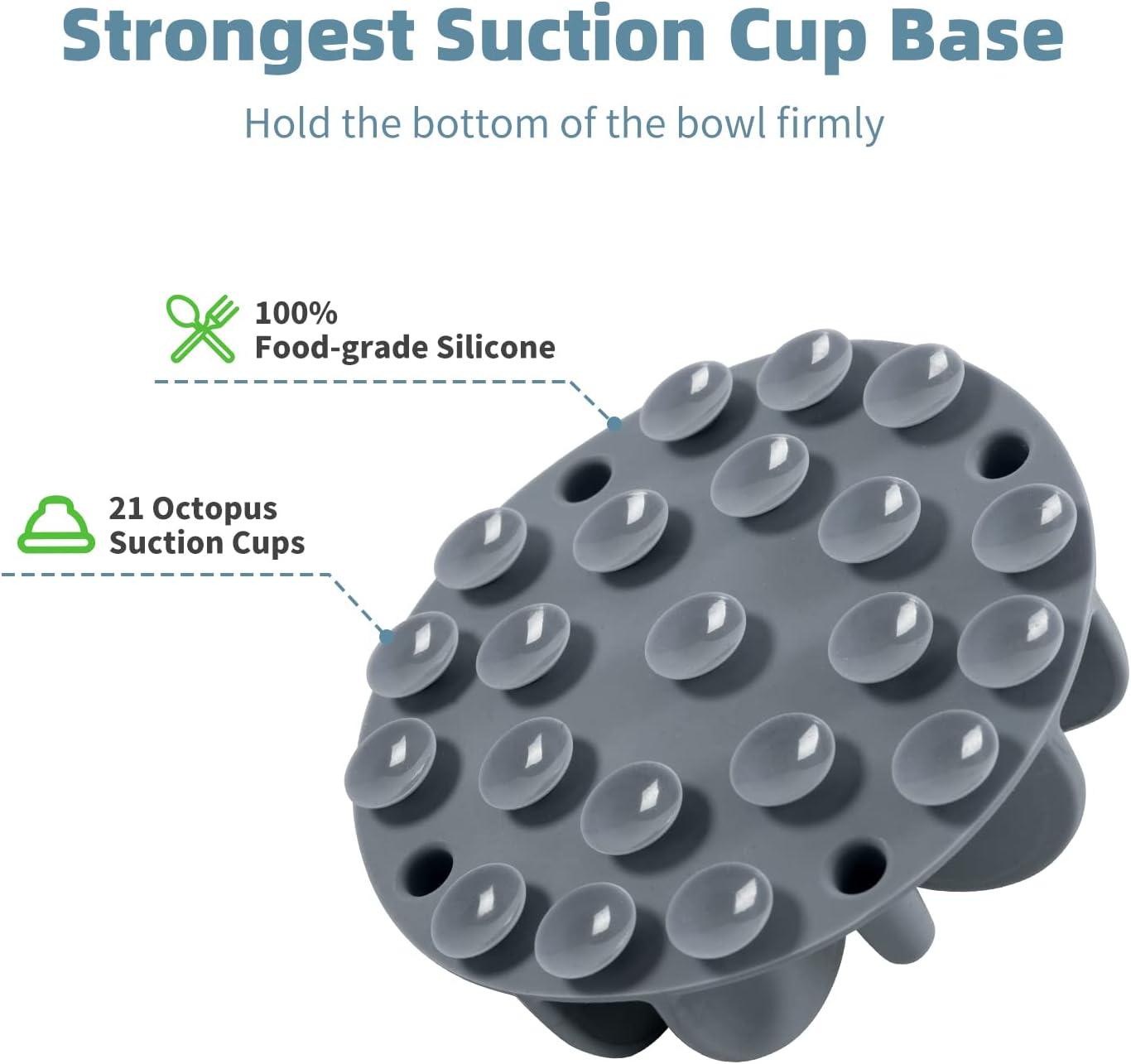 Jaoul Slow Feeder Dog Bowls Insert, Puzzle Slow Feeder Insert with 21 Octopus Suction Cups for Small Breed Dog Food Bowls (4 inch, Grey)