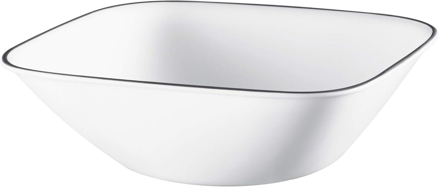Corelle Vitrelle 18-Piece Service for 6 Dinnerware Set Triple Layer Glass and Chip Resistant, Lightweight Square Plates and Bowls Set, Timber Shadows