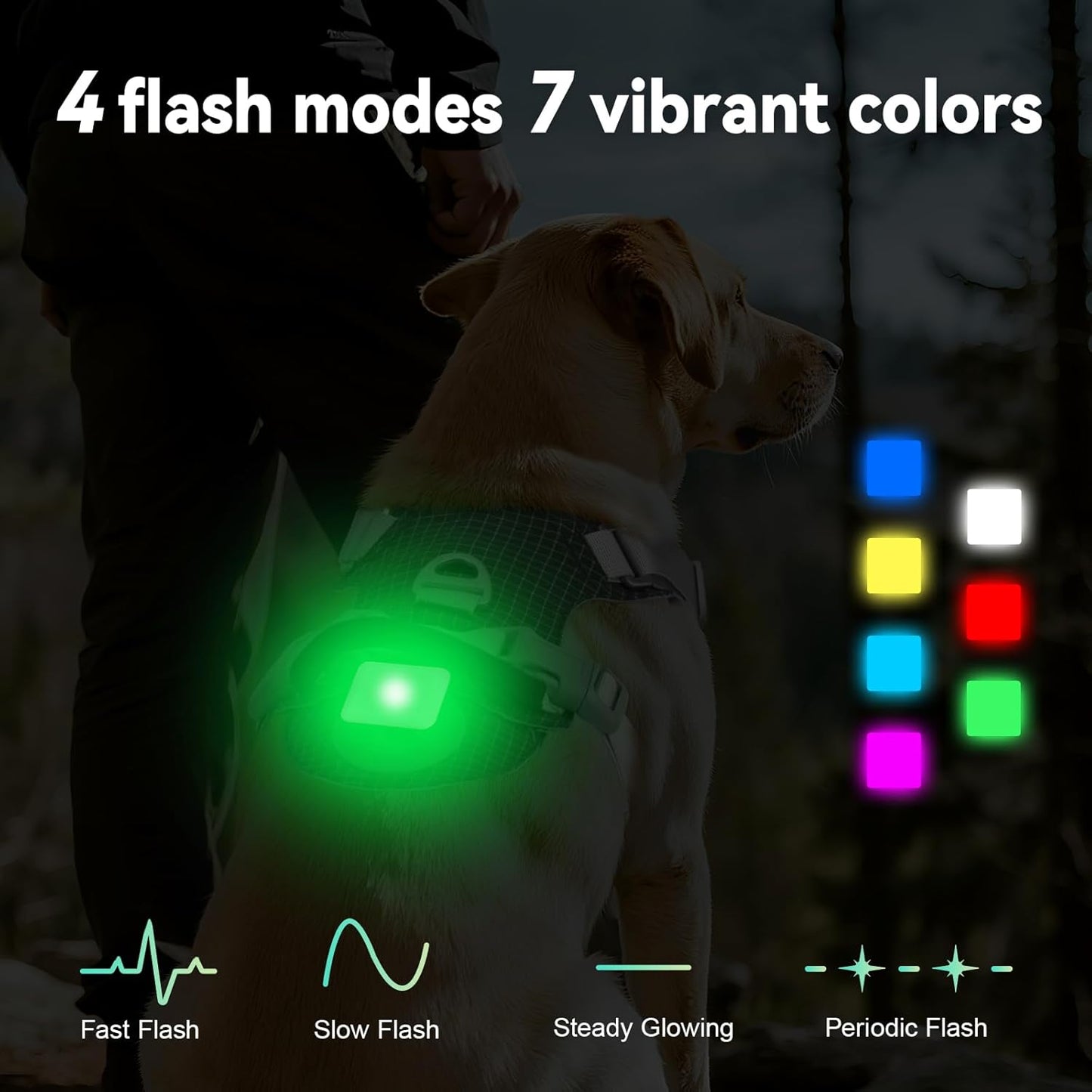 Joytale No Pull Dog Harness with AirTag Holder, Soft Night Safety Light up Dog Harness with Control Handle and 2 Clips, Adjustable Lightweight Dog Vest for Large Sized Pet Everyday Use, Black, L