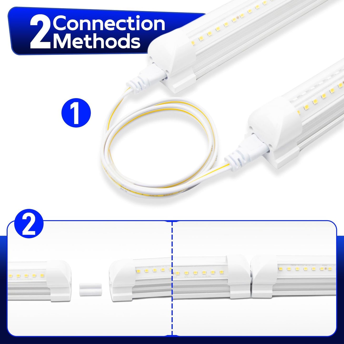 hykolity 30W 2FT LED Shop Light, 3500lm 6500K Super Bright White, Linkable Ceiling Light Fixture, V Shape Integrated T8 LED Tube Light with Built-in ON/Off Switch for Workbench, Cabinet, ETL, 4 Pack