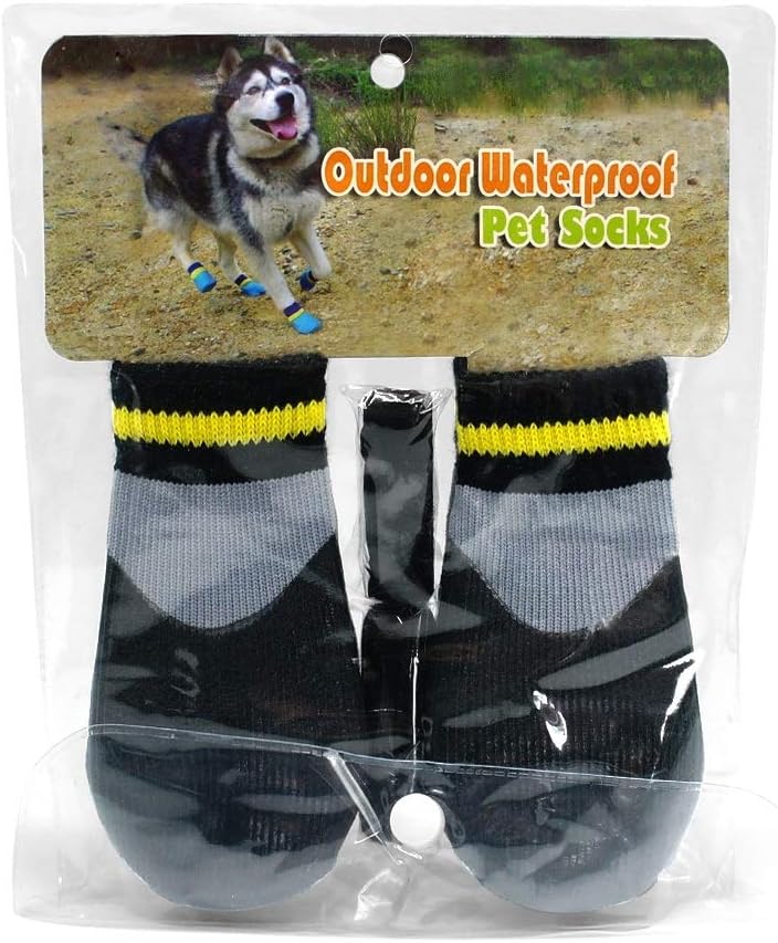 4pcs/Set Outdoor Waterproof Nonslip Anti-Stain Dog Cats Socks Booties Shoes Wth Rubber Sole Pet Paw Protector for Small Large Dog (5)