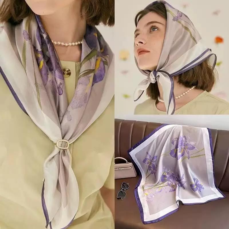 27.5 Inch Silk Feeling Scarf for Women Square Satin Head Scarf Hair Wrap Bandana