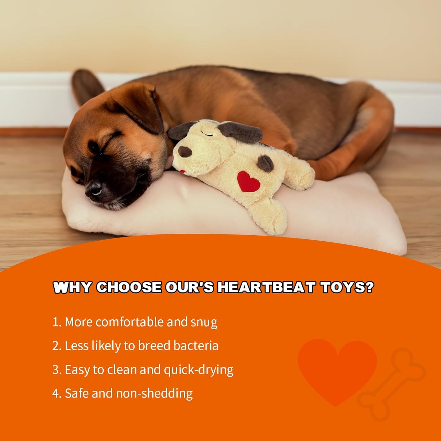 BEVERLYSHARK Heartbeat Puppy Toy Soft Dog Anxiety Relief Calming Aid Plush Stuffed Animal with Heartbeat Pet Sleep Calming Aid Toys Dog Heartbeat Toy for Pet Dogs Cats (Yellow)