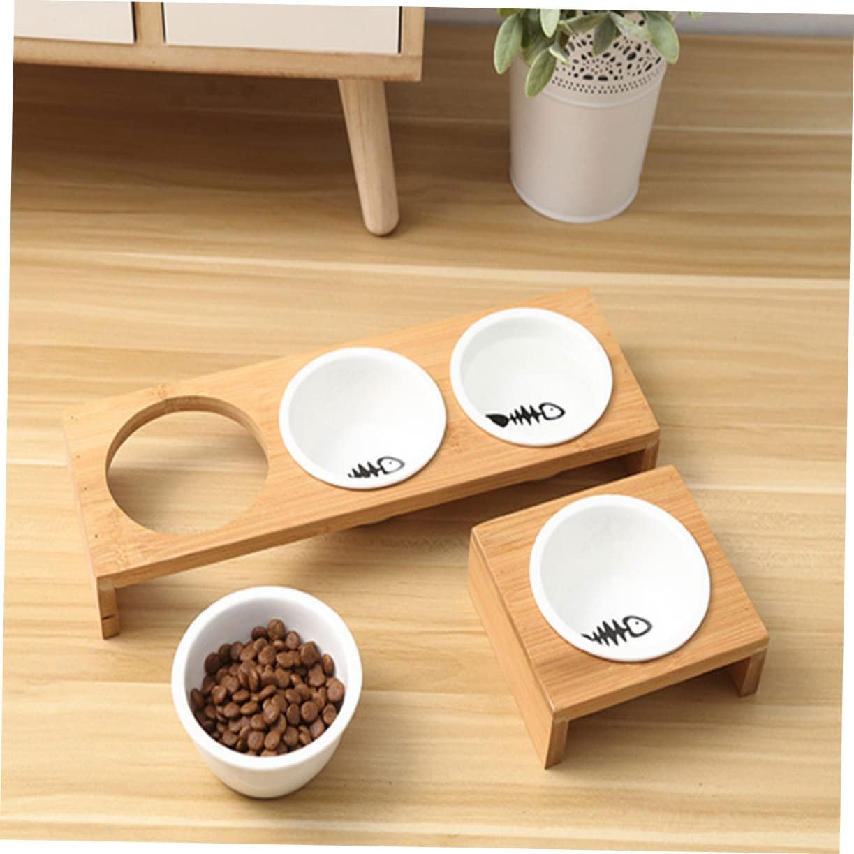 Milisten 1Set Ceramic Cat Bowl with Stand Convenient Elevated Pet Food and Water Bowls for Cats and Dogs Easy Feeding and Hydration