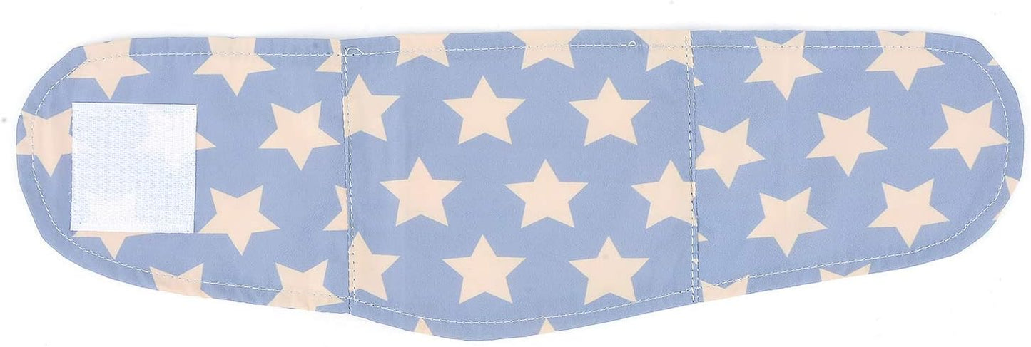 SELMAI Belly Bands for Male Puppies Small Medium Dogs Adjustable Washable Doggie Wrap Diapers Leakproof Reusable Comfy Boy Nappies Absorbent Pads Prevent Licking Adorable Star Design Blue Stars L