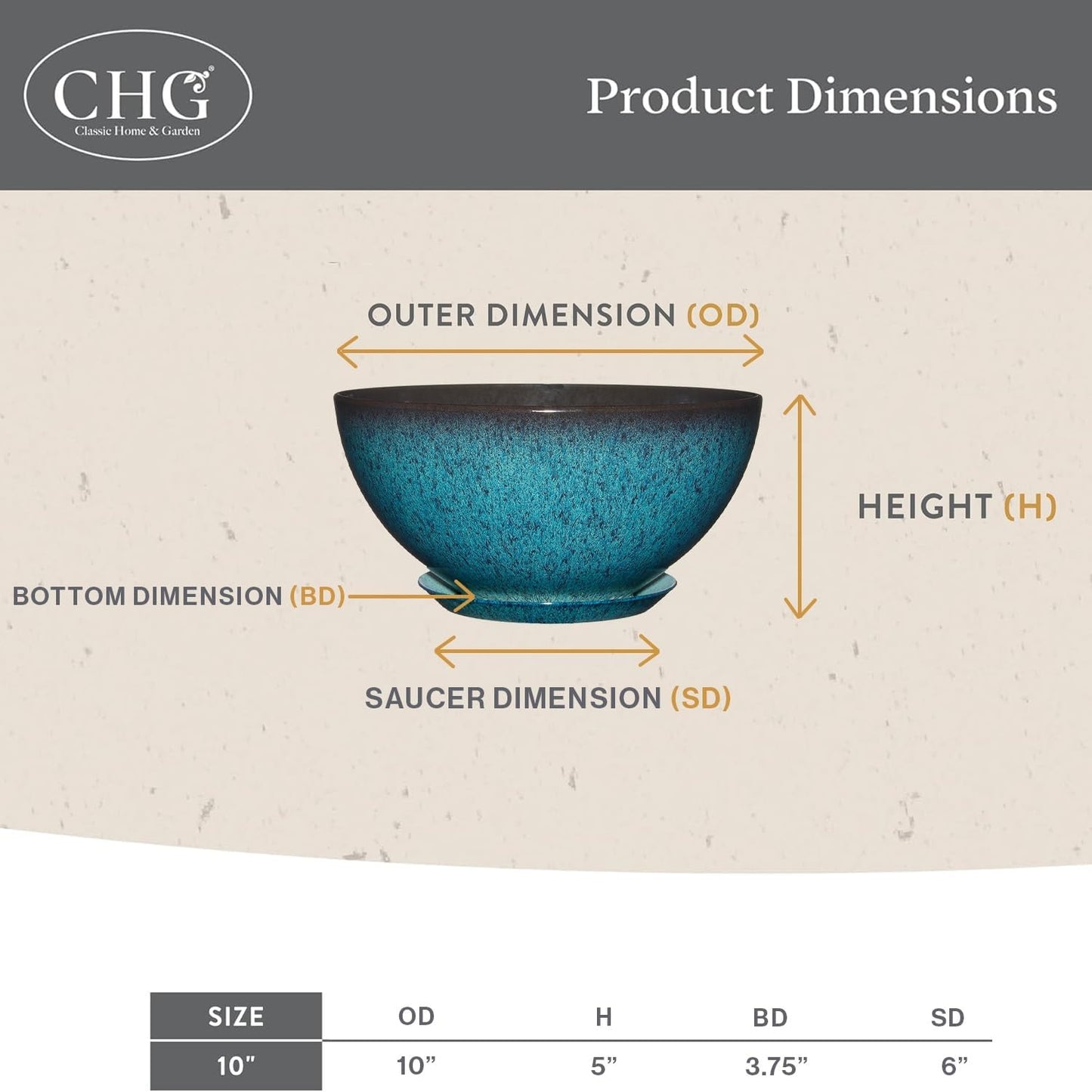 Classic Home and Garden Rosie Modern Planter w/Drainage - Contemporary Planter Bowls - Shallow Round Vases for Small Plants - Versatile Indoor & Outdoor Pots (10” Weathered Copper)