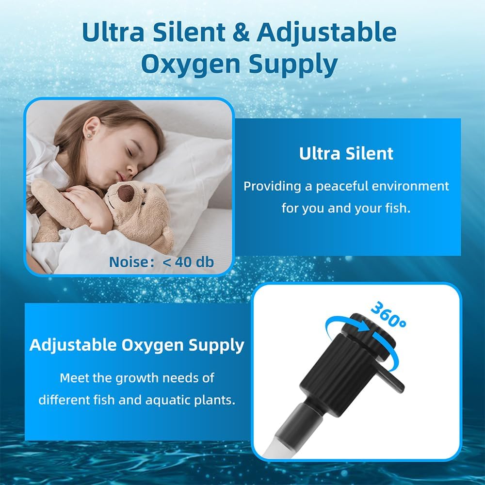 Aquarium Filter 5-15 Gallon Fish Tank Filter 120GPH Powerful Pump For Aquariums Adjustable Air Flow Submersible Internal Aquarium Filters For Pond Wavemaker Air Supply Freshwater And Saltwater