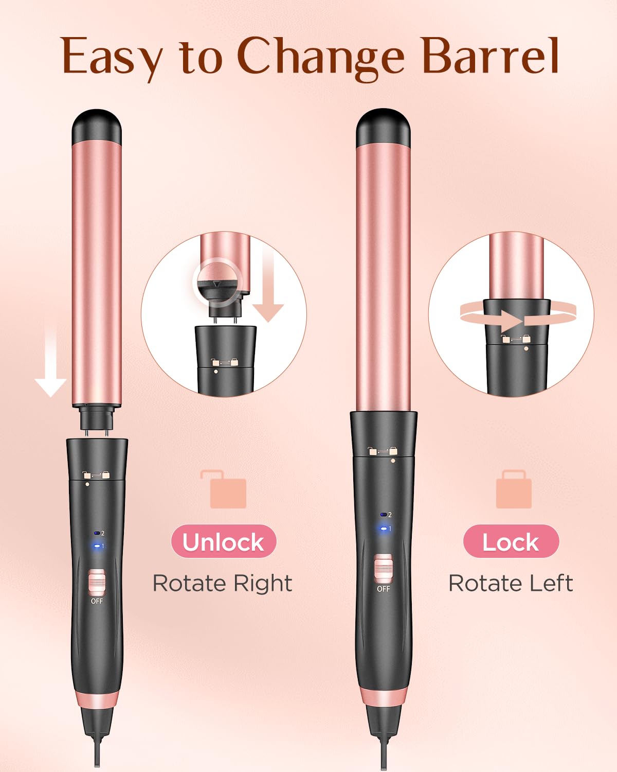 5 in 1 Wand Curling Iron-Kinked Curling Wand Set with Flat Iron Hair Straightener, 3 Barrels Hair Crimper, 3 Ceramic Curling Irons (0.35"-1.25"), 2 Temps Fast Heat Hair Waver Curler with Glove & Clip