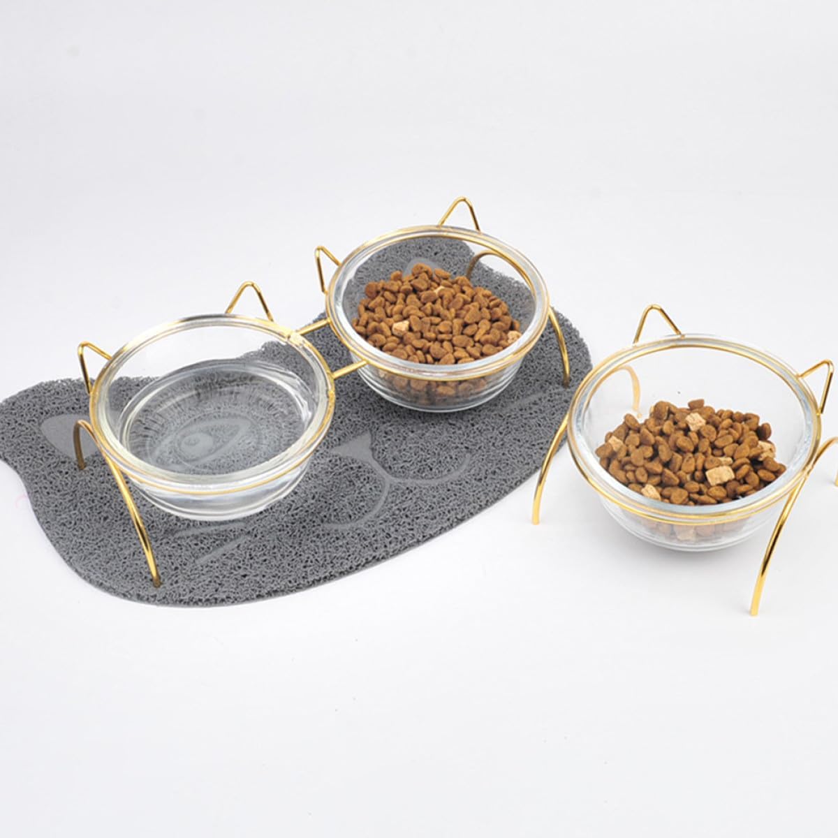 Beaupretty Elevated Glass Cat Food Bowl with Tilted Raised Stand Single Pet Bowl for Indoor Cats and Dogs Feeding