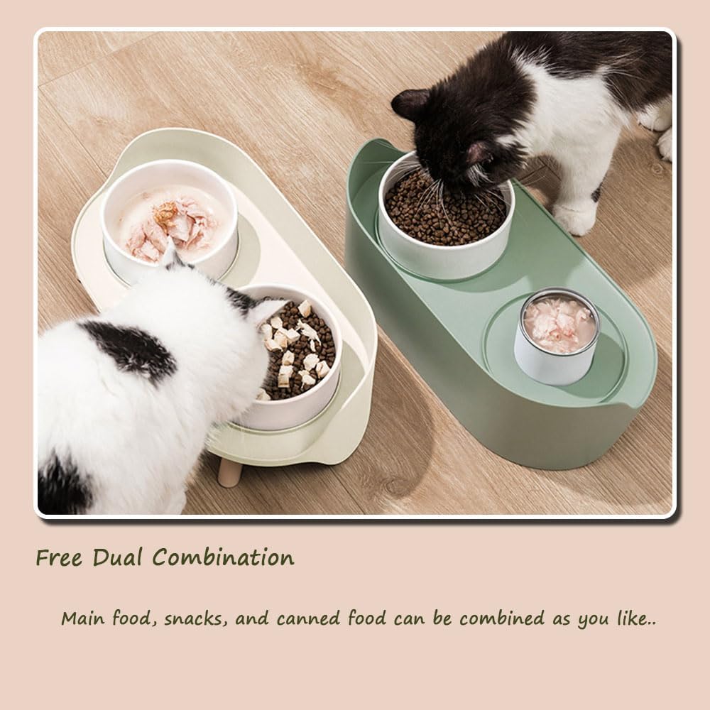 Elevated Cat Food Stand, Cervical Spine Protection Pet Bowls, Splash Proof Modern Dog Bowls, Raised Cat Food and Water Bowl Set