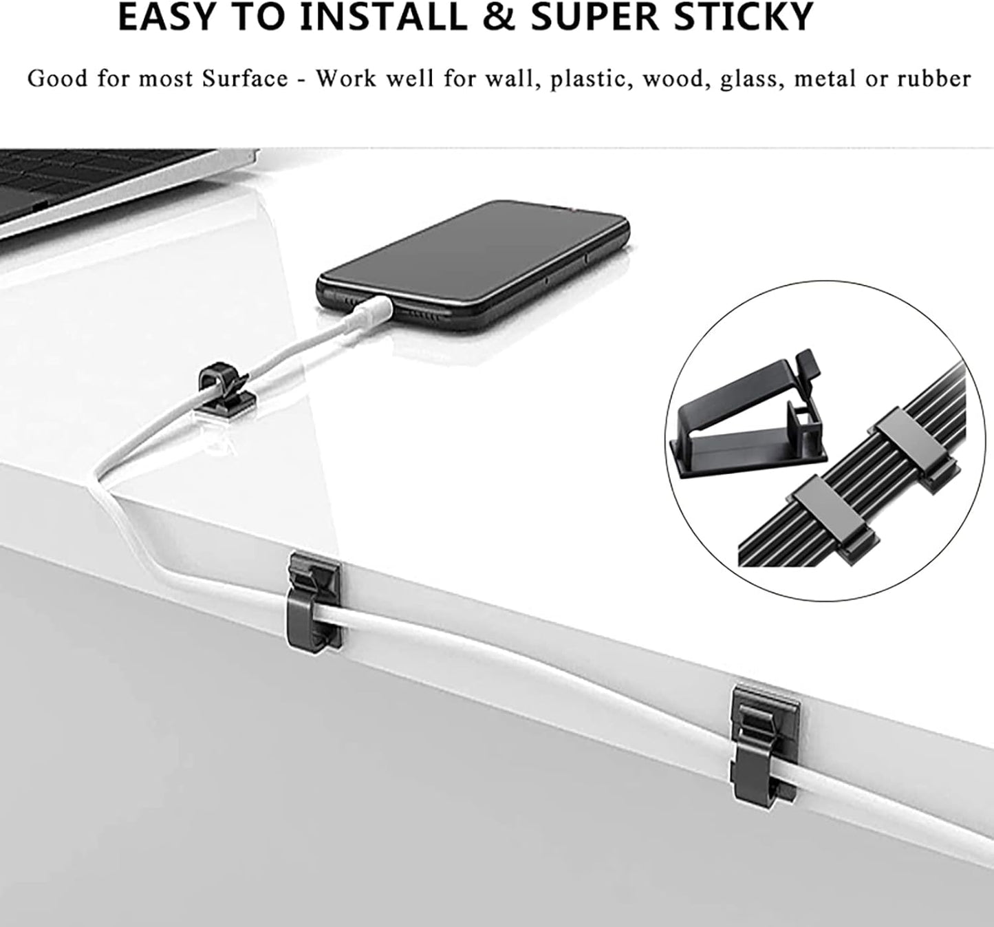 311Pcs Cable Management Organizer Kit 4 Cable Sleeve Split,53Cable Clips 12Cord Clips Holder,22 Cable Ties, 20 Adhesive Wall Cable Tie, 200Fasten Cable Ties for TV Office Home Electronics