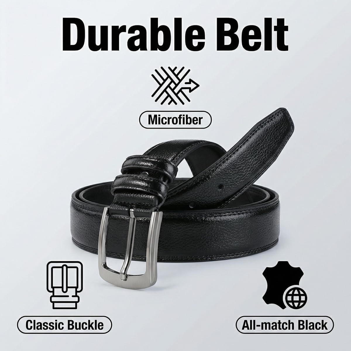 Mens Belts Big and Tall 36"-70" Men Leather Belt Casual Work Dress Belt,Black & Brown Colors