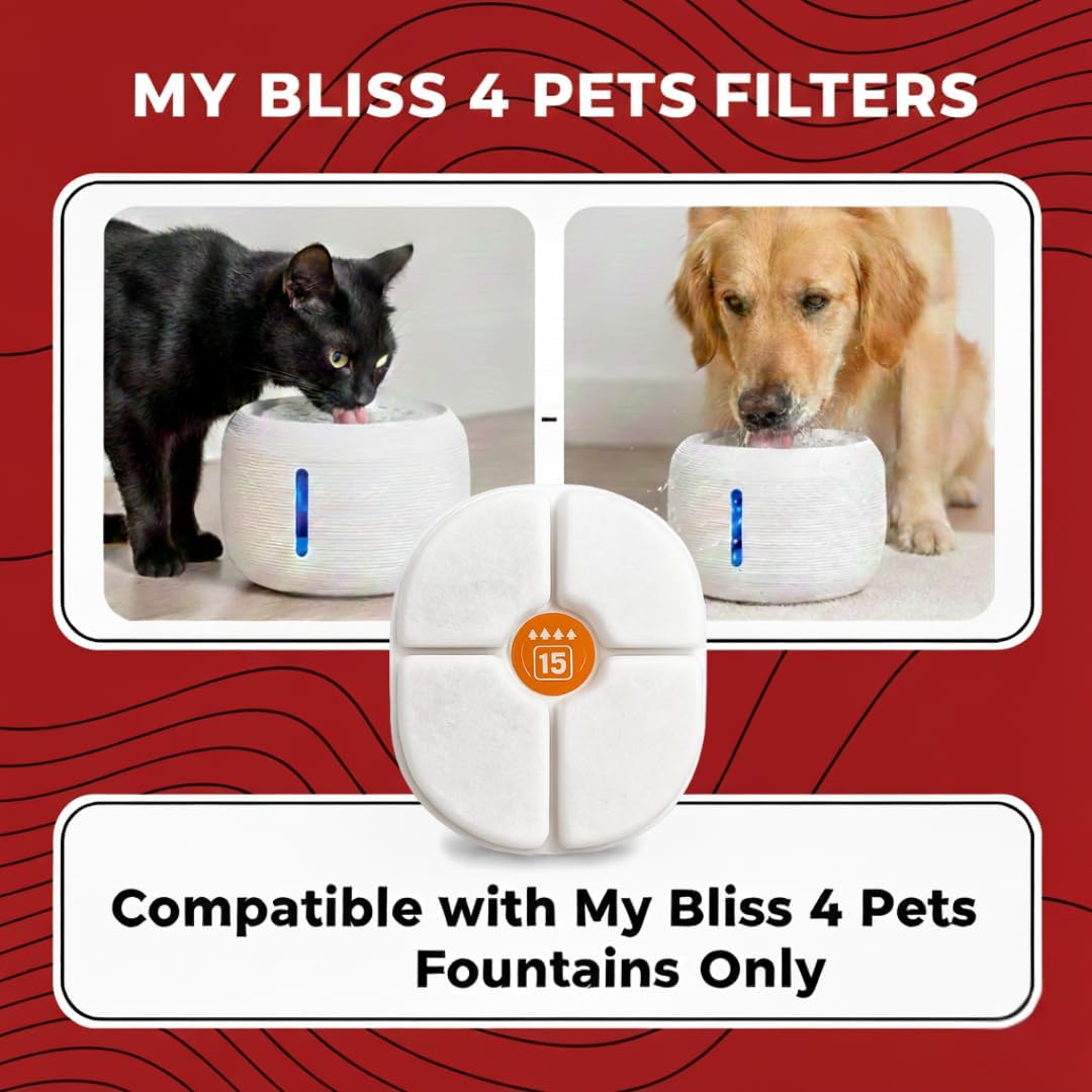 Replacement Filters – 10-Pack Pet Water Fountain Filters – 3-Layer Replacement for 2.5L/95oz Cat Water Fountains – Cotton, Activated Carbon & Ion Exchange Resin