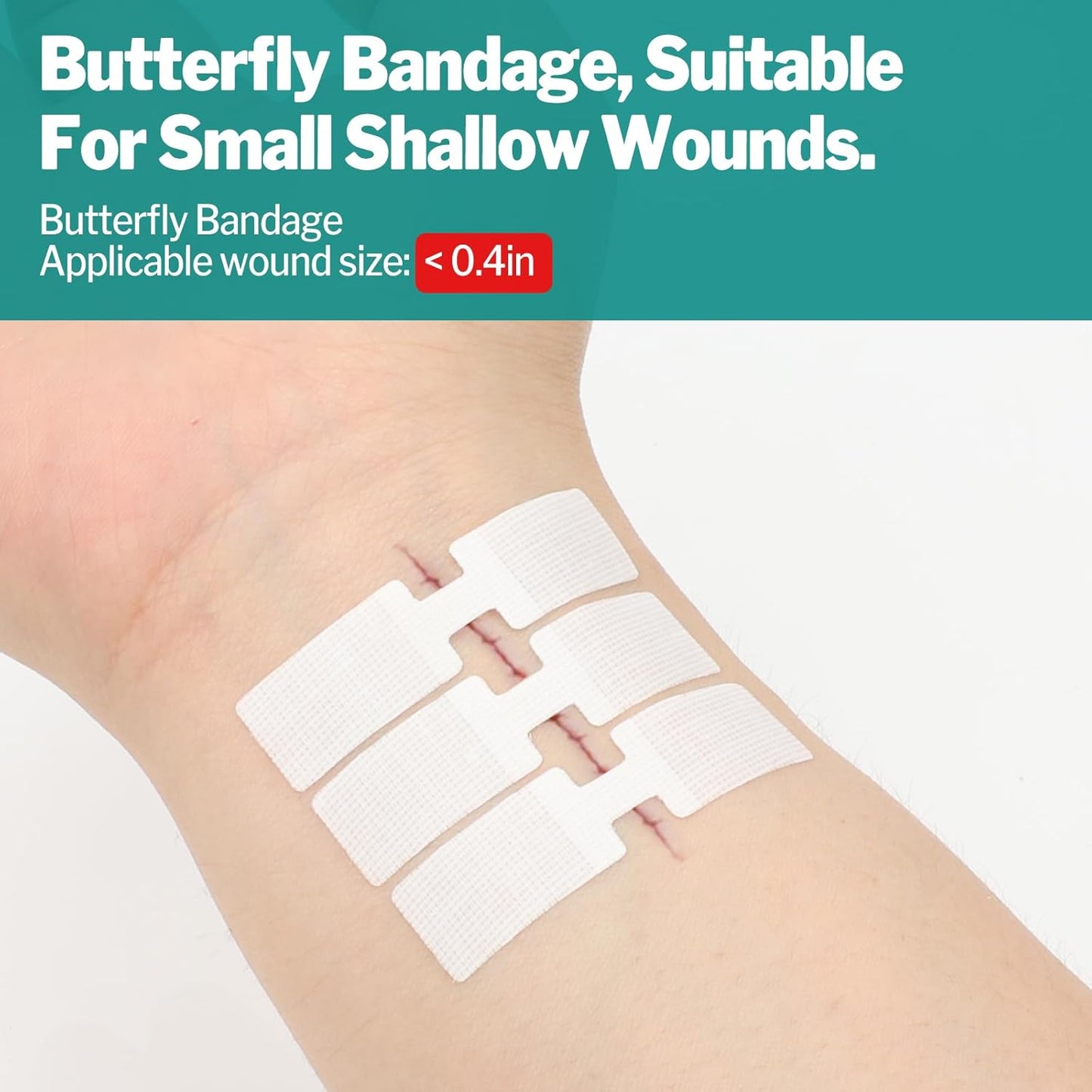 AZEN 28 Pack Wound Closure Strips, 3 Types Butterfly Bandages, Emergency Laceration Closure Kit, Repair Wounds Without Stitches, Quick Clot Zip Stitch Wound Closures Device