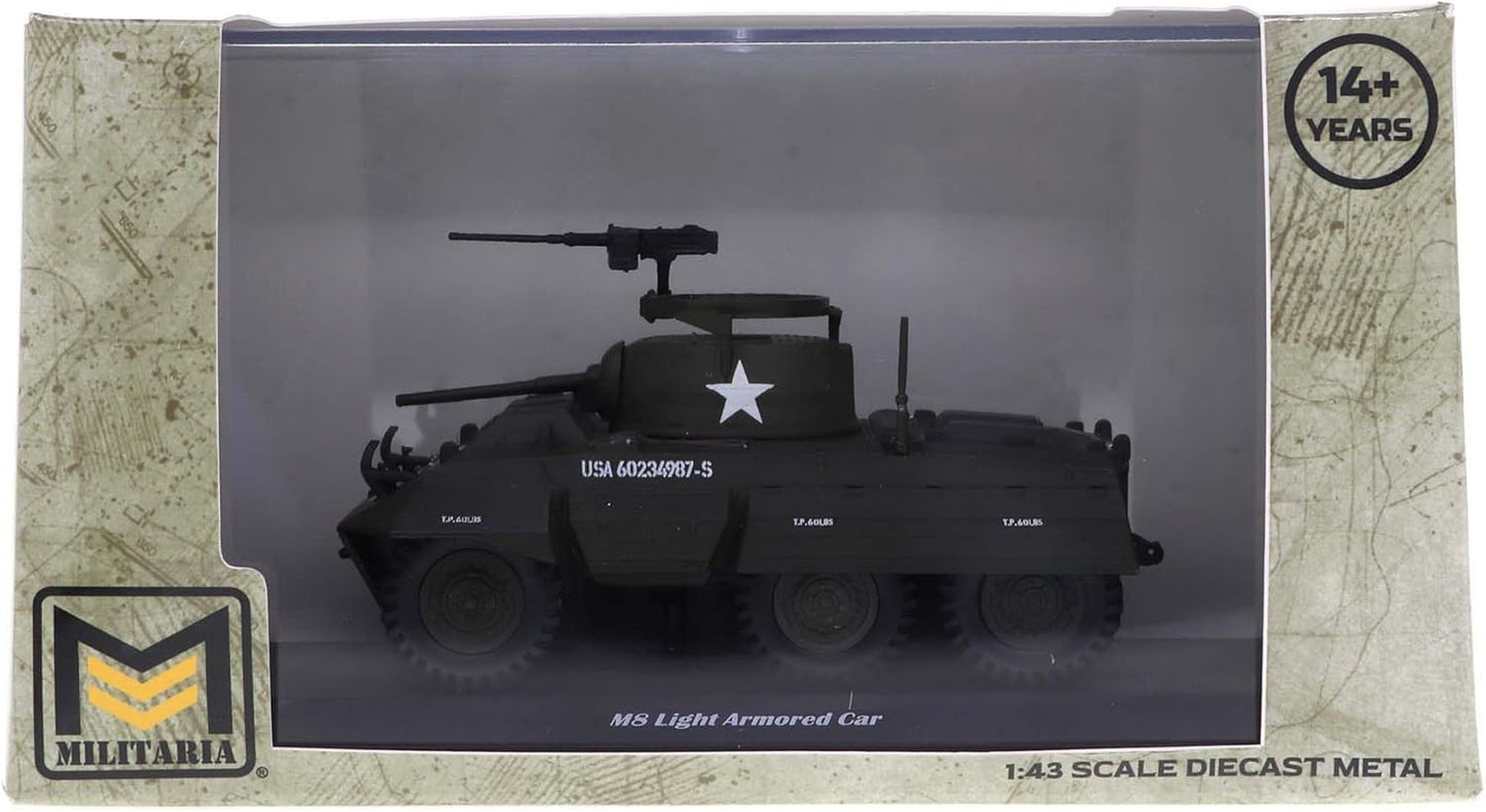 Motor city classics 1:43 Scale Military Diecast Collectible | M8 Light Armored Car | Militaria Diecast Model 24216-43