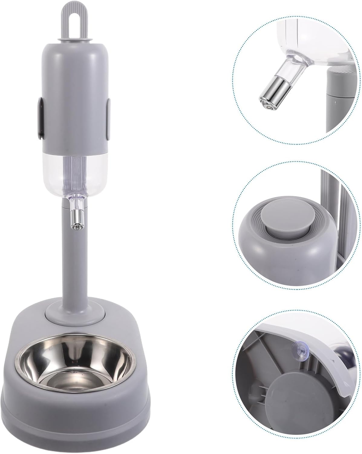 Double-Layer Dog Water and Food Bowl Stainless Steel Automatic Rolling Ball Waterer Space-Saving Pet Feeder for Small Puppies and Cats Cage Hanging Use