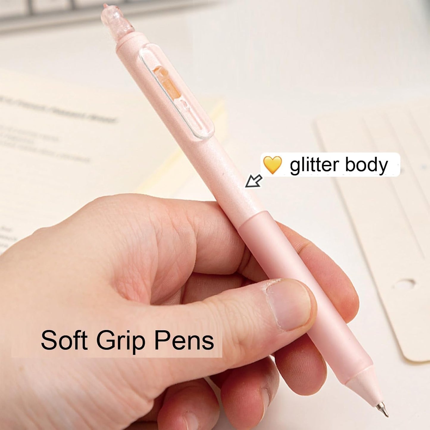 4 Pcs Cute Retractable Pens Cat Gel Pens Gliiter Aesthetic Pen 0.5mm Fine Point Black Ink Smooth Writing Kawaii Cartoon Kitty Pen for Women Girls Office School Supplies (4Pcs Gliiter Cat)