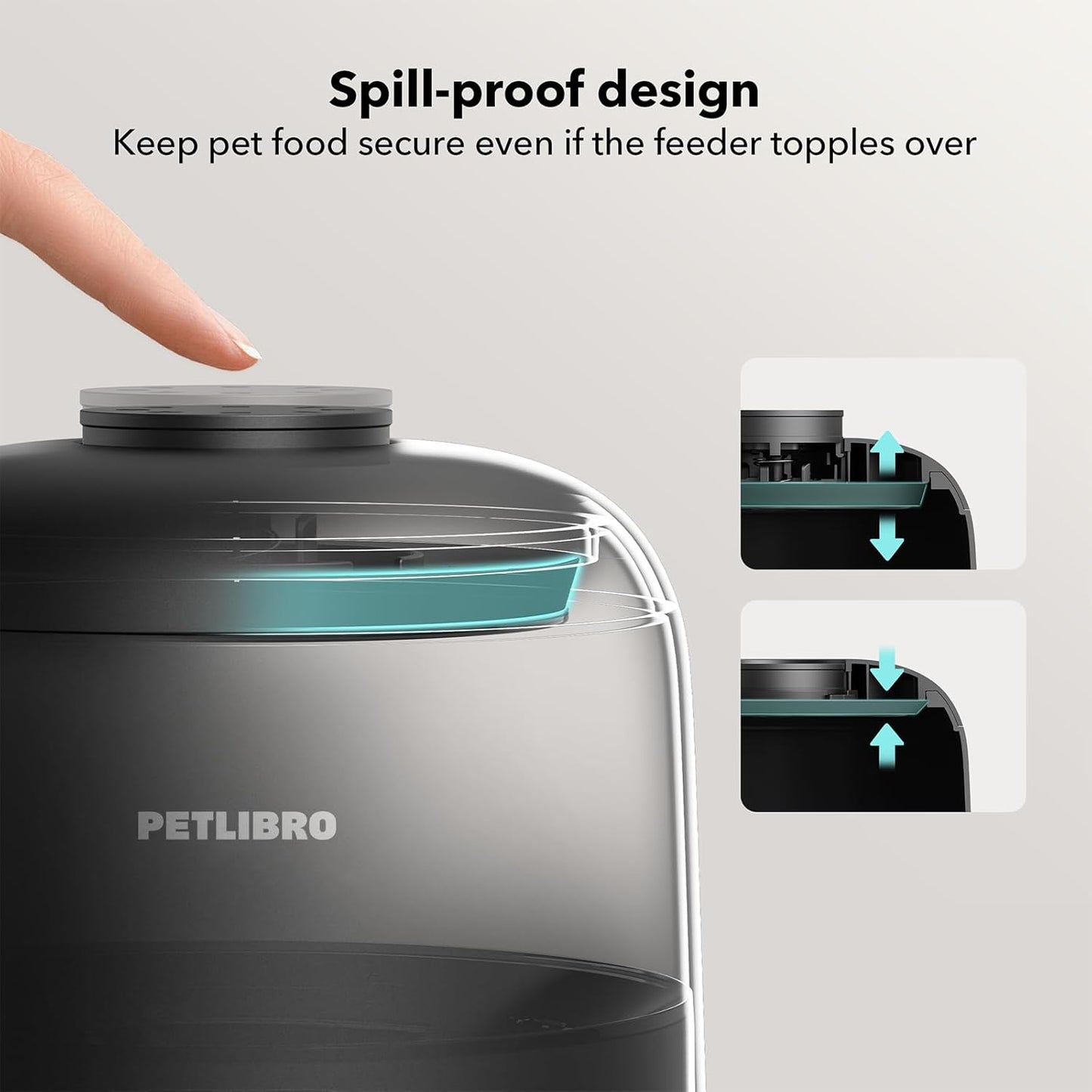 PETLIBRO Automatic Cat Feeder, Wi-Fi Rechargeable Cats Food Dispenser Battery-Operated with 30-Day Life, AIR 2.4G Wi-Fi Timed Pet Feeder for Cats & Dogs, 2L Auto Cats Feeder, Black