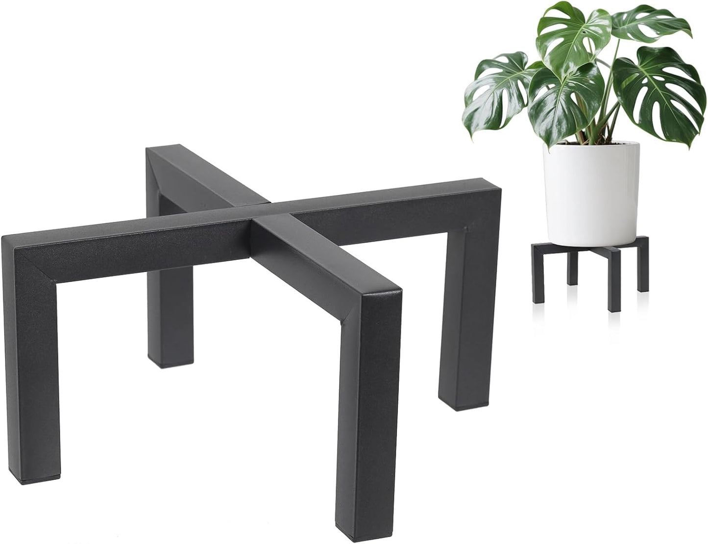 Plant Stand Indoor Outdoor, Heavy Duty Metal Plant Pot Holder, Mid Century Modern Planter Stands, Floor Flower Pot Holder (Black, Fit 5-12 inch pots)