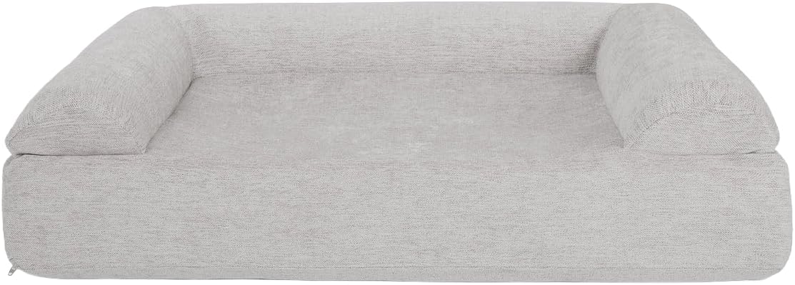 Barker Beds Giant Orthopedic Dog Sofa Bed - 7" Foam, 3-Sided Bolster - 100-300 lbs - Joint Pain & Arthritis Relief - Washable - 60"x48"x7" - Stormcloud Linen