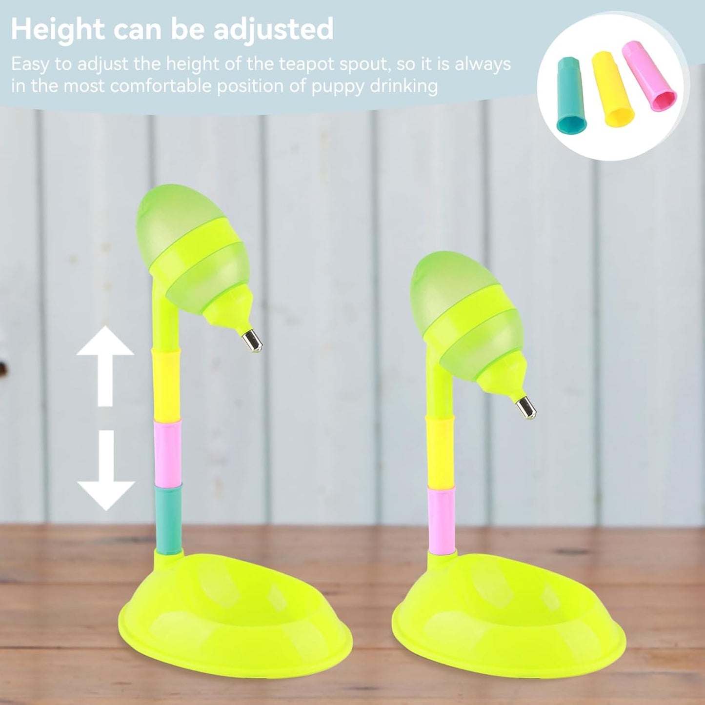 Pet Water Bottle Stand, 650ml No Drip Dog Drinking Dispenser with Adjustable Height Automatic Cat & Dog Water Dispenser Bowl Non Slip Pet Fountain for Indoor Use (Green)