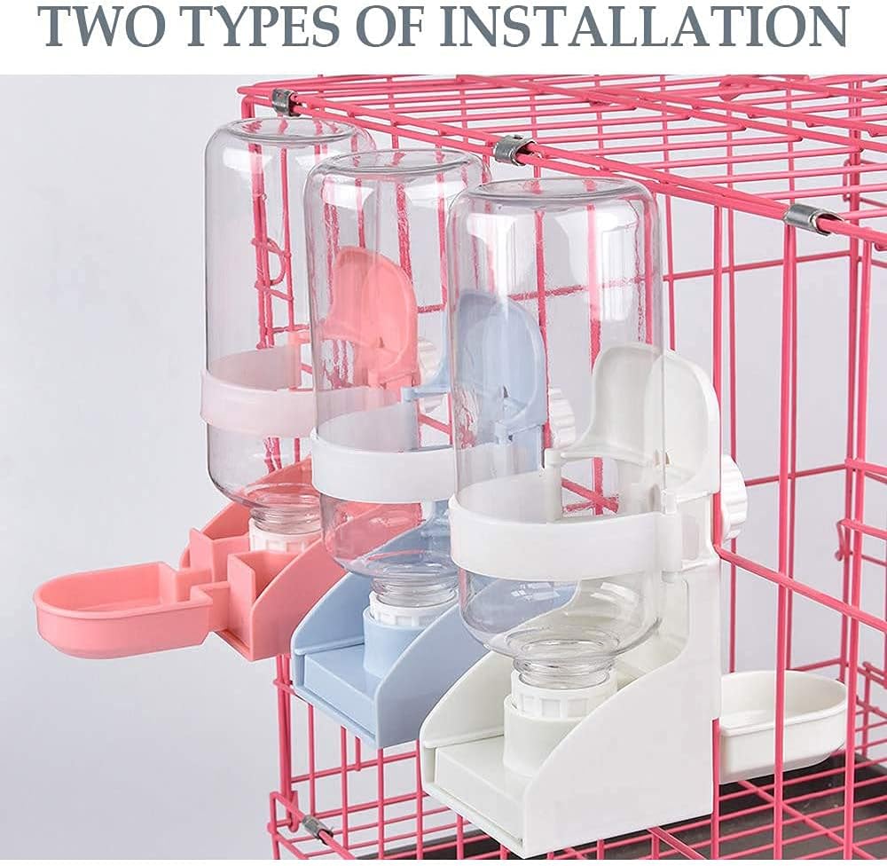 17oz Rabbit Water Feeder, Pet Cage Suspended Water Dispenser, Hanging Automatic Small Animal Bottle Bowl for Bunny Chinchilla Hedgehog Ferret Hamster