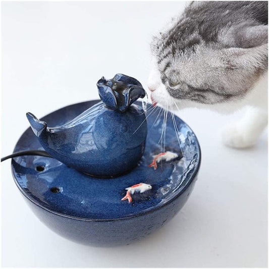 fountain Ceramic Cat Drinking Fountain Automatic Pet Water Dispenser for Cat Dog Silent Water Bowl Adjustable Activated Carbon Filter Small Pet Fountain Pet water dispenser (Color : Black) (White)