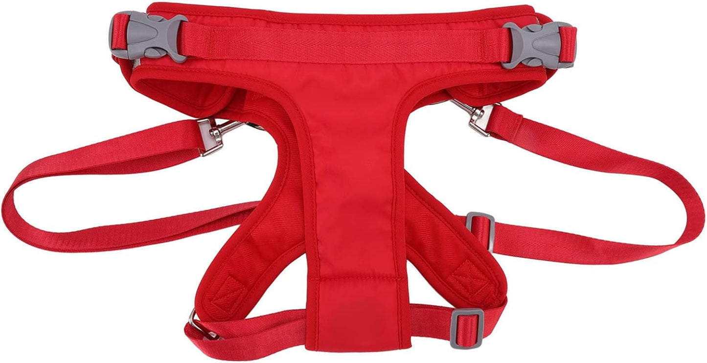 Dog Lift Harness Adjustable Safe Recovery Aid Puppy Front Leg Support Sling for Old Disabled Injured Pet Red Fleece Lining (L)