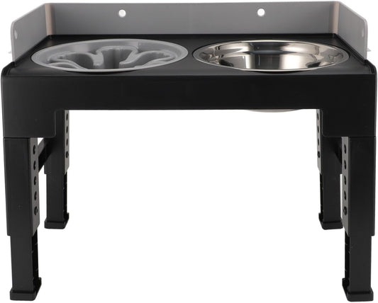 Adjustable Raised Dog Bowl Stand Elevated Dog Bowls Slip Dog Feeder for Medium and Large Dogs (Grey)